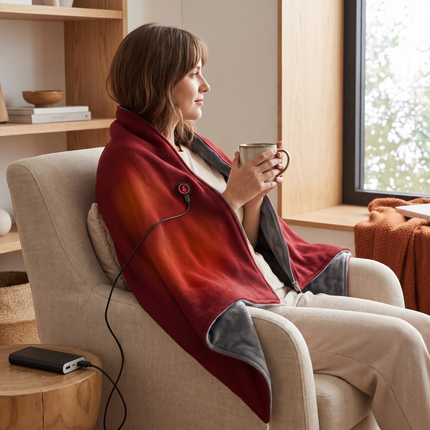 Heated Shawl Blanket - Red lifestyle