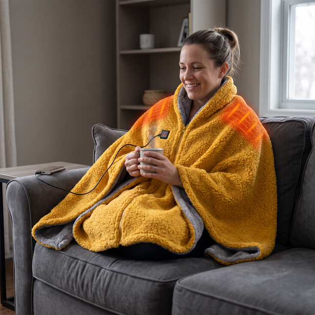 Heated Throw Blanket - Yellow lifestyle wearable