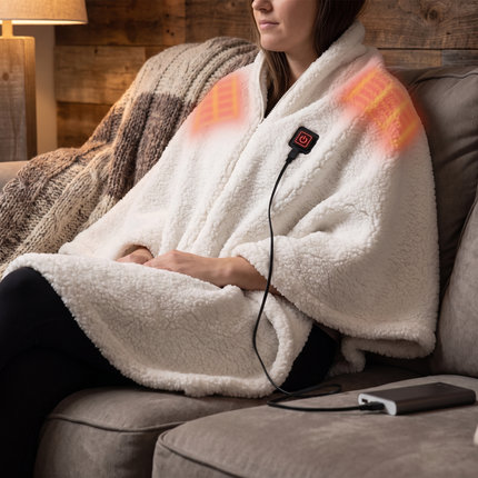 Heated Throw Blanket - White lifestyle wearable