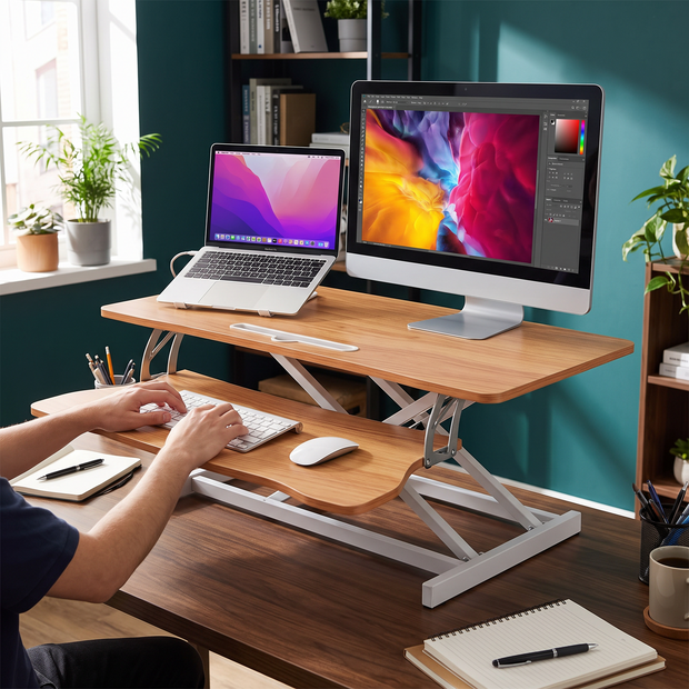 Standing Desk Riser - Log Color lifestyle