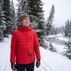 Heated Outdoor Jacket Red with visible heat panel