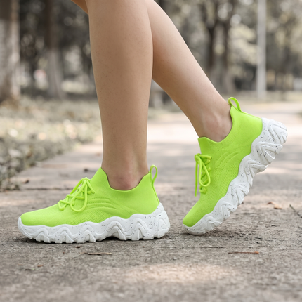 Healthy and Supportive Walking Shoes - Green & White lifestyle