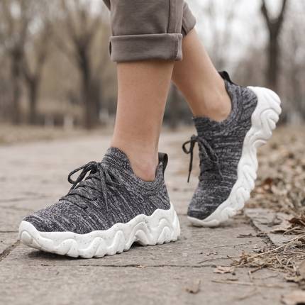 Healthy and Supportive Walking Shoes - Gray & White lifestyle