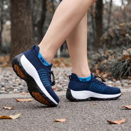12-Hour Orthopedic Sock Sneakers - White Blue lifestyle