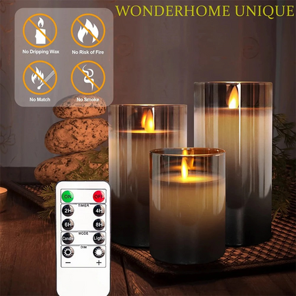 Realistic Flameless Candles with Remote - LED Real Wax Pillar Candle Set