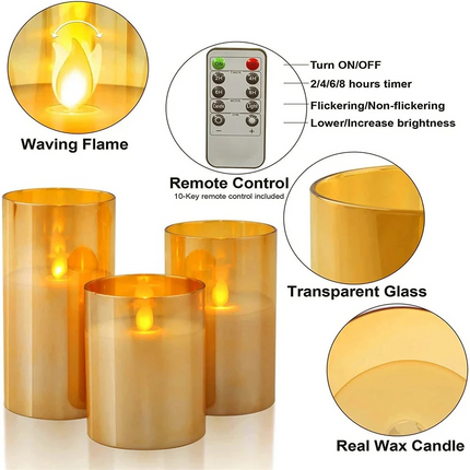 Realistic Flameless Candles with Remote - LED Real Wax Pillar Candle Set