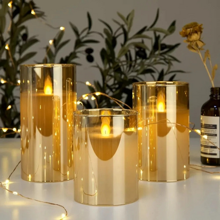 Realistic Flameless Candles with Remote - LED Real Wax Pillar Candle Set