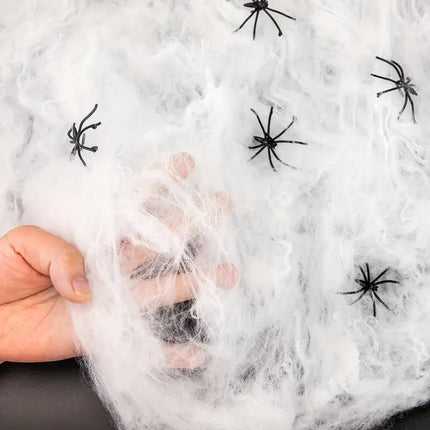 Giant Spider Web Decoration - 200 Sq Ft, Reusable, 9 Spiders Included