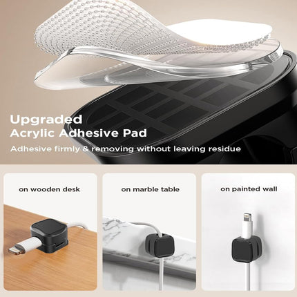 Magnetic Cable Clips - 3 Pack Adhesive Cord Organizer for Desk, Wall