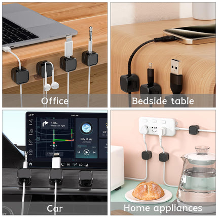 Magnetic Cable Clips - 3 Pack Adhesive Cord Organizer for Desk, Wall
