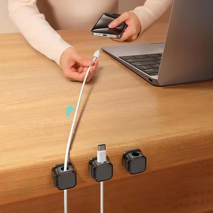 Magnetic Cable Clips - 3 Pack Adhesive Cord Organizer for Desk, Wall