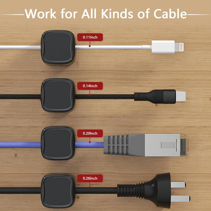 Magnetic Cable Clips - 3 Pack Adhesive Cord Organizer for Desk, Wall