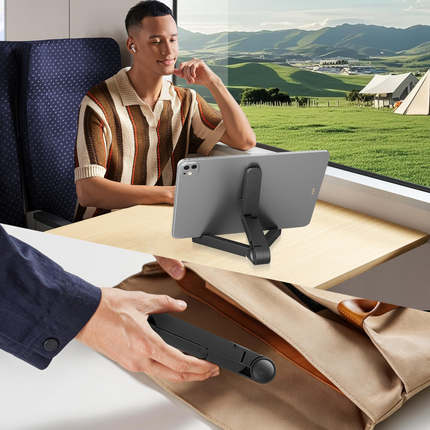 Folding Tablet Stand - Adjustable Desktop Holder for Tablet and Phone