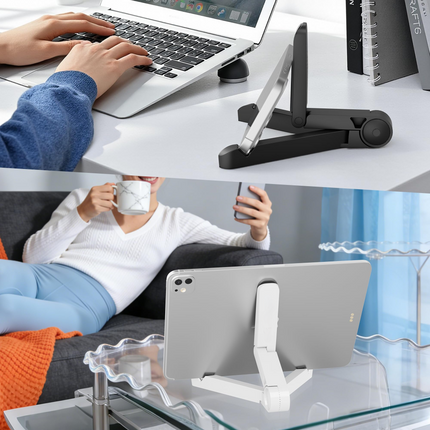 Folding Tablet Stand - Adjustable Desktop Holder for Tablet and Phone