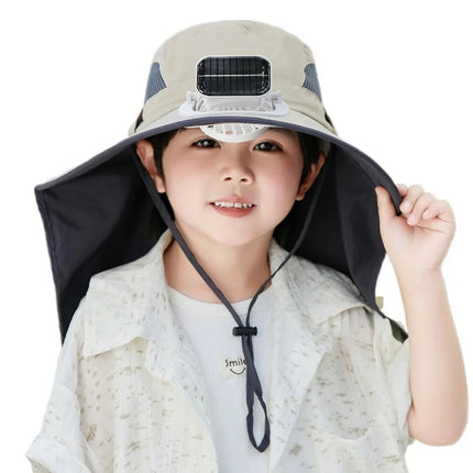 Kids Solar Fan Sun Hat - UPF50+ UV Protection Cooling Cap for Kids