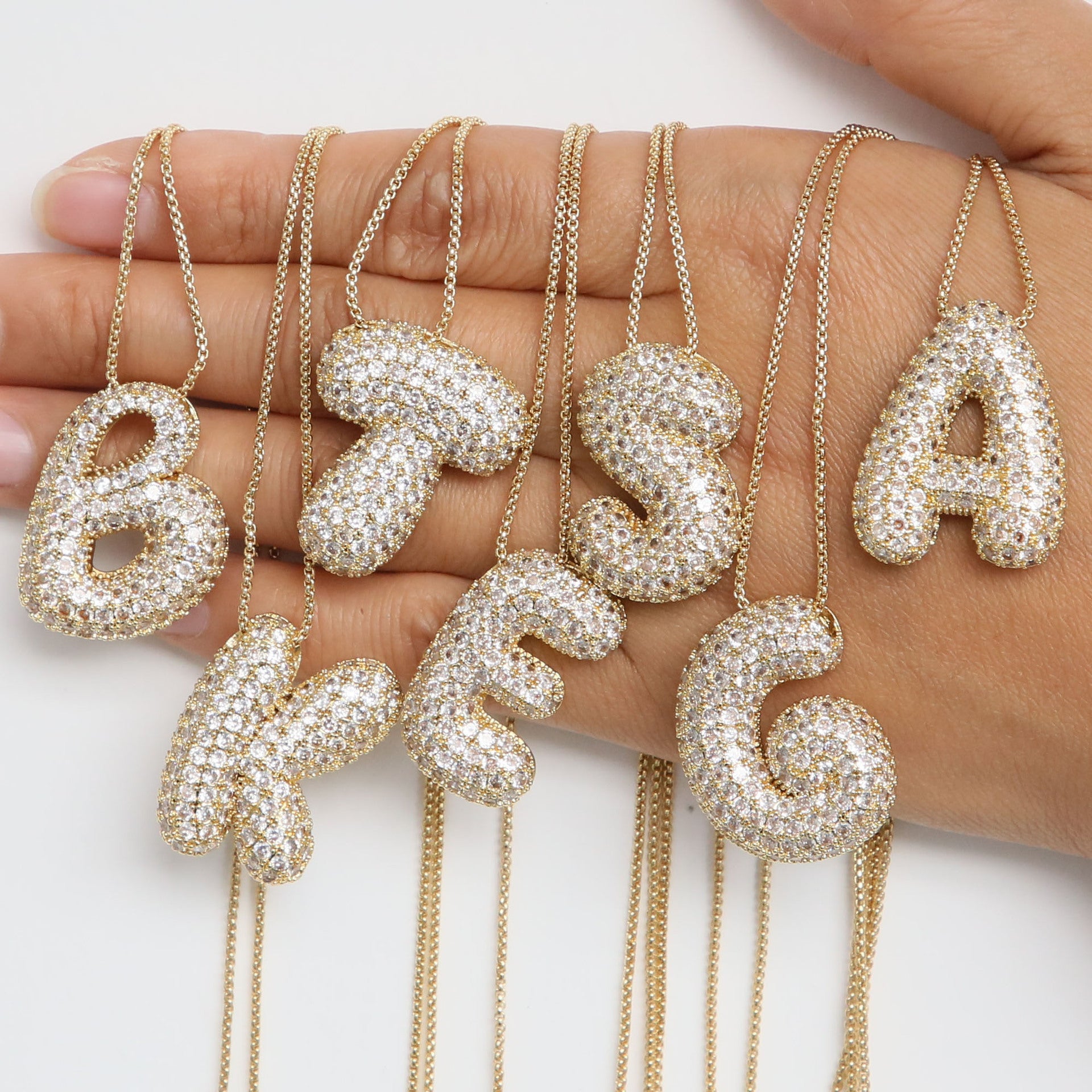 White zircon Initial necklace