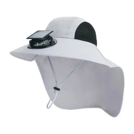 Wide Brim Solar Fan Sun Hat - UV Protection Hands-Free Cooling Cap