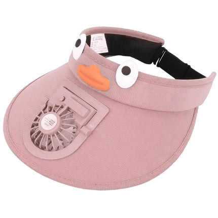 Kids Cooling Fan Visor Hat - UV-Blocking Sun Visor with Built-In Fan