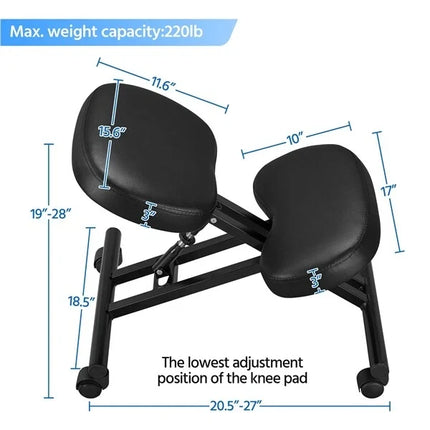 Ergonomic Adjustable Kneeling Chair - Gas-Lift Height, Padded Knee Pads