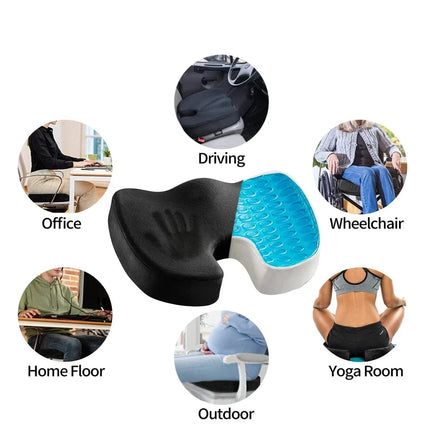 Gel & Memory Foam Coccyx Seat Cushion - Cooling, Non-Slip, Contoured
