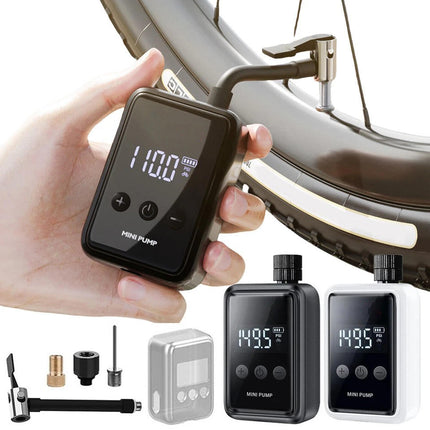 Electric Mini Bike Pump - Digital Bicycle Tire Inflator with Auto Stop