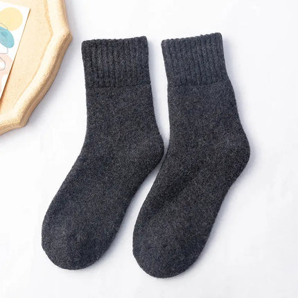 Wool Cashmere Socks - Thick Warm Winter Socks, Towel Knit Short Socks