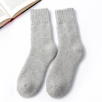 Wool Cashmere Socks - Thick Warm Winter Socks, Towel Knit Short Socks