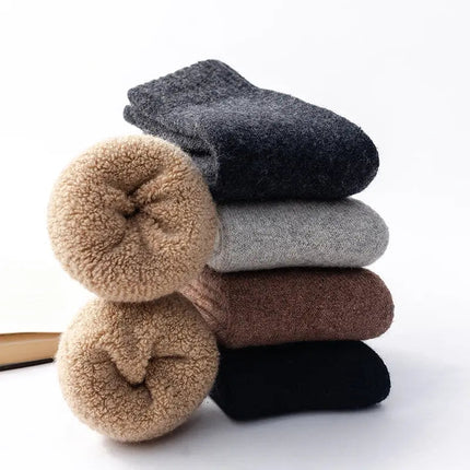 Wool Cashmere Socks - Thick Warm Winter Socks, Towel Knit Short Socks