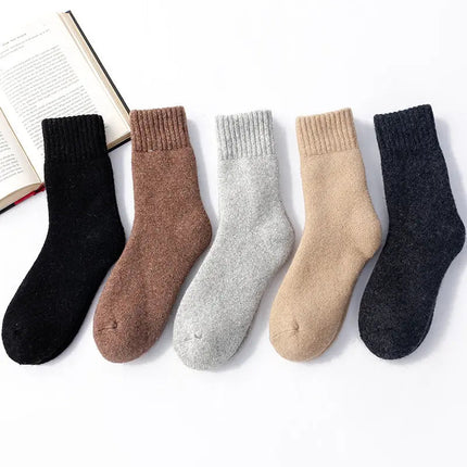 Wool Cashmere Socks - Thick Warm Winter Socks, Towel Knit Short Socks