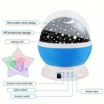 Star Projector Night Light - Rechargeable Kids Starry Sky Lamp, Music