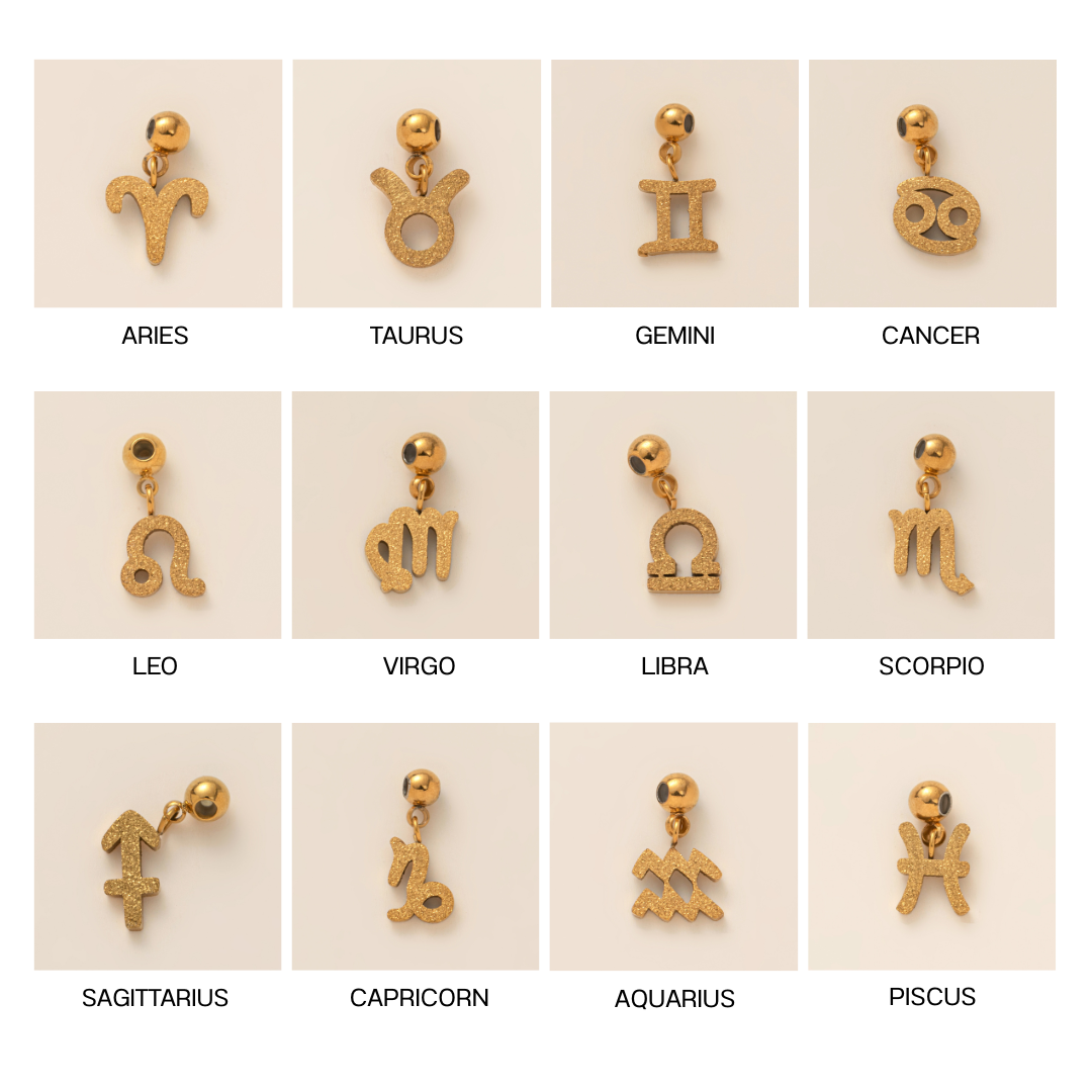 Birthstone & Zodiac Sign charm necklace / bracelet with pull-through design