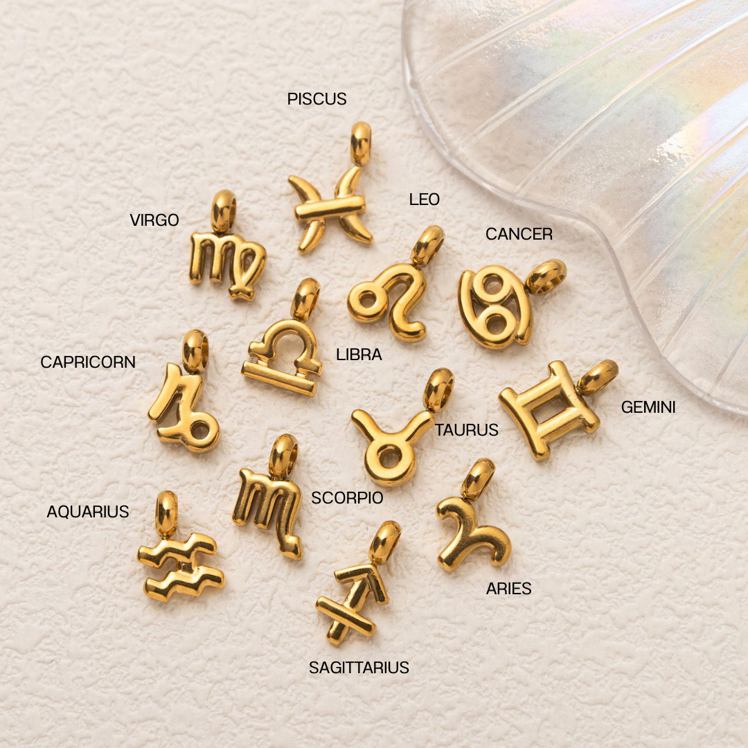 Eye-Shape Birthstone & Zodiac Sign charm necklace / bracelet